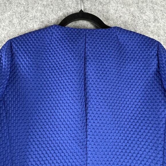 J Crew Portfolio Blazer Jacket Womens 4 Blue Matelasse Stretch Textured Classic - Picture 11 of 15